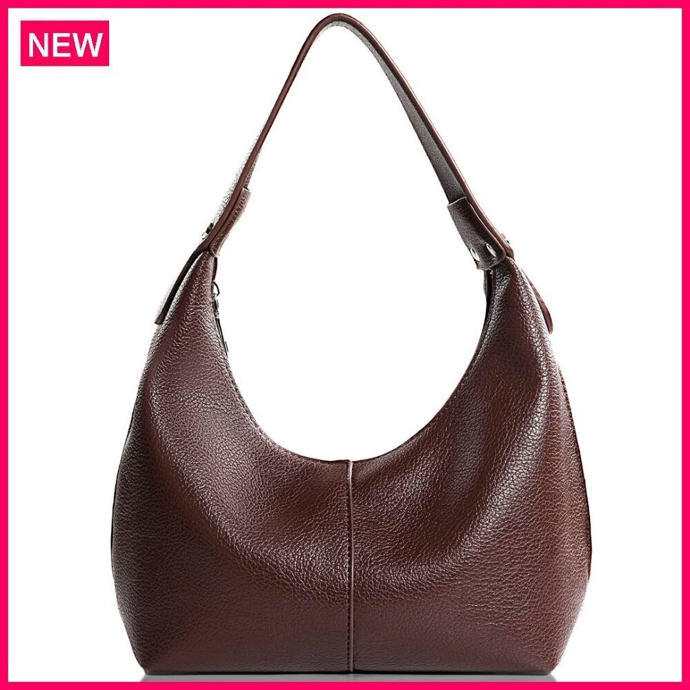 Vegan Leather Hobo Shoulder Bag, Y2K Purse with Zipper Compartment, 12.9in
